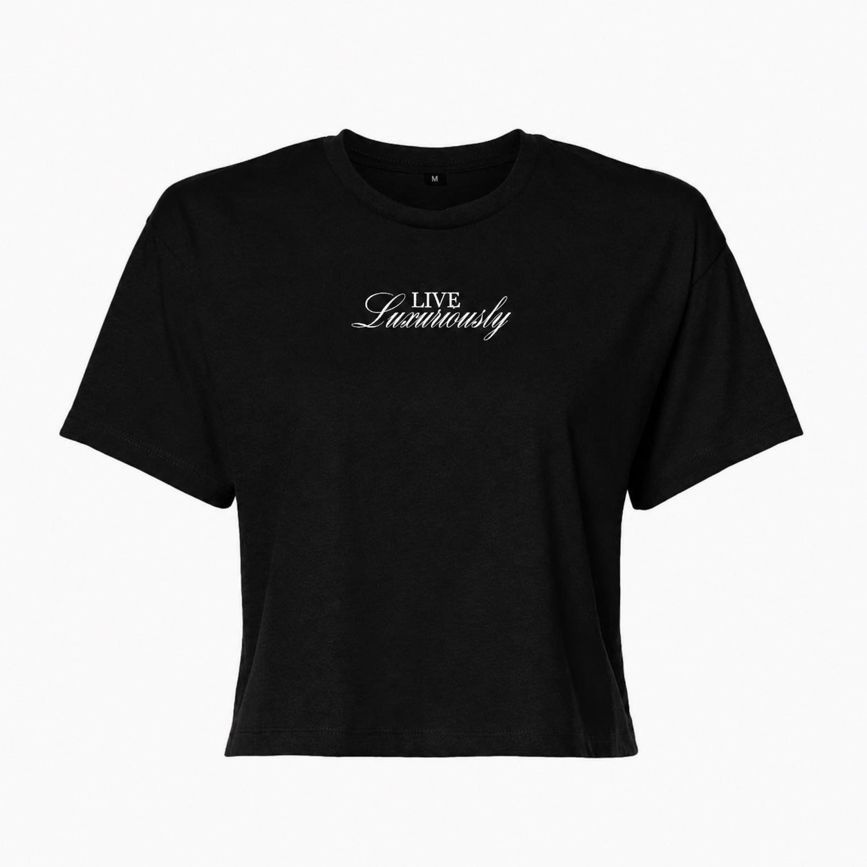 Live Luxuriously Cropped Baby Tee (Black)