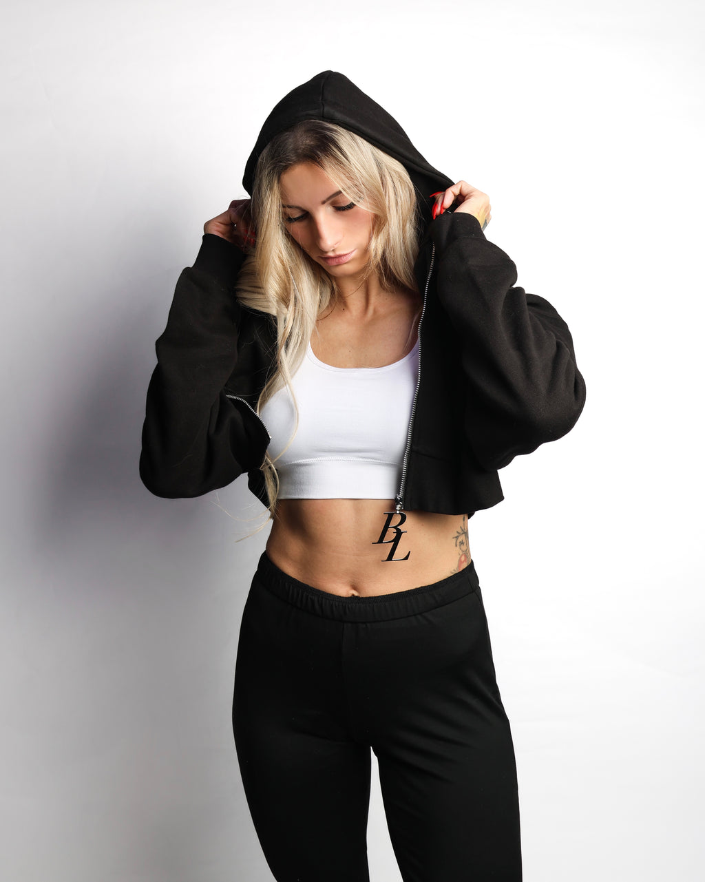Oversized Cropped Zip-Up Hoodie