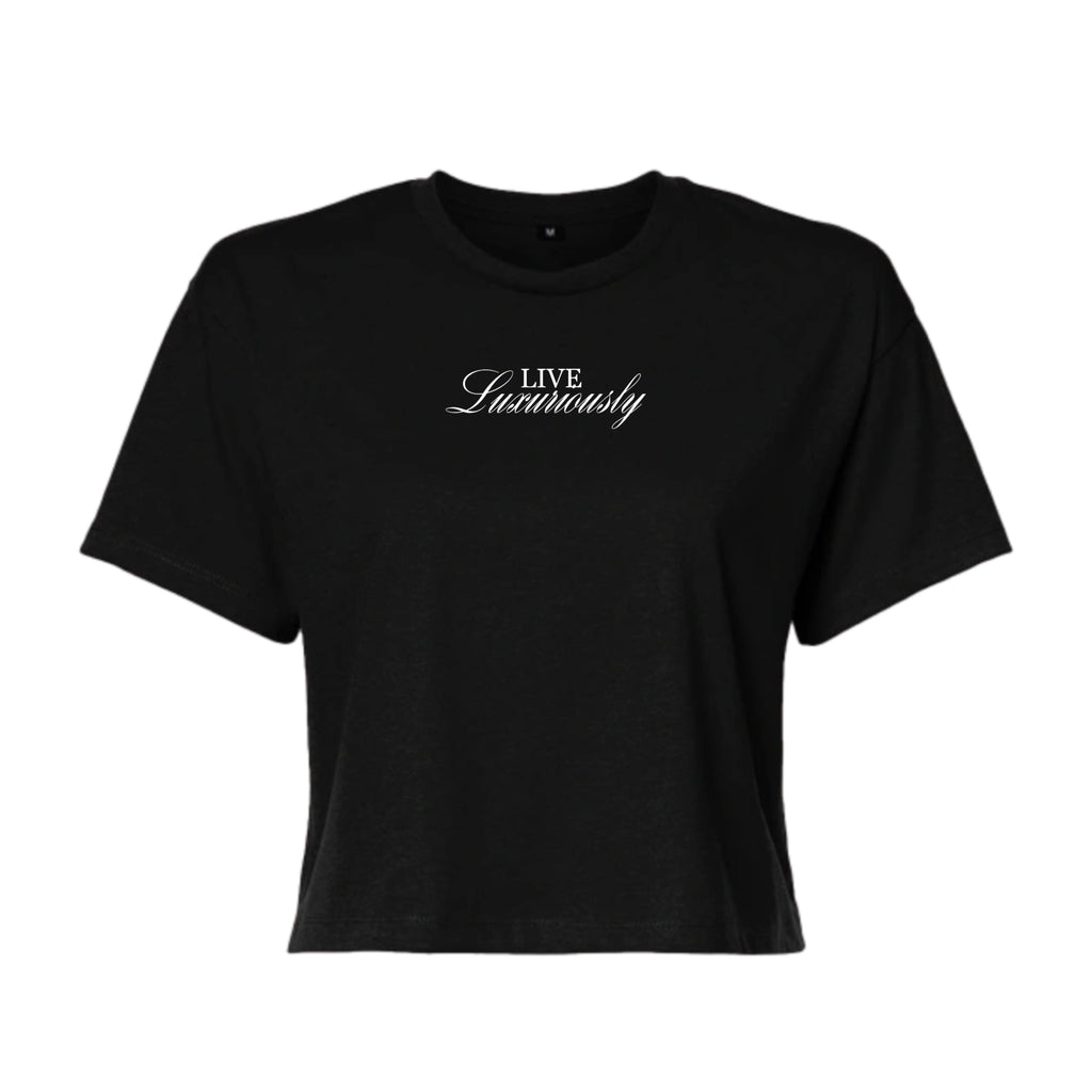Live Luxuriously Cropped Baby Tee (Black)