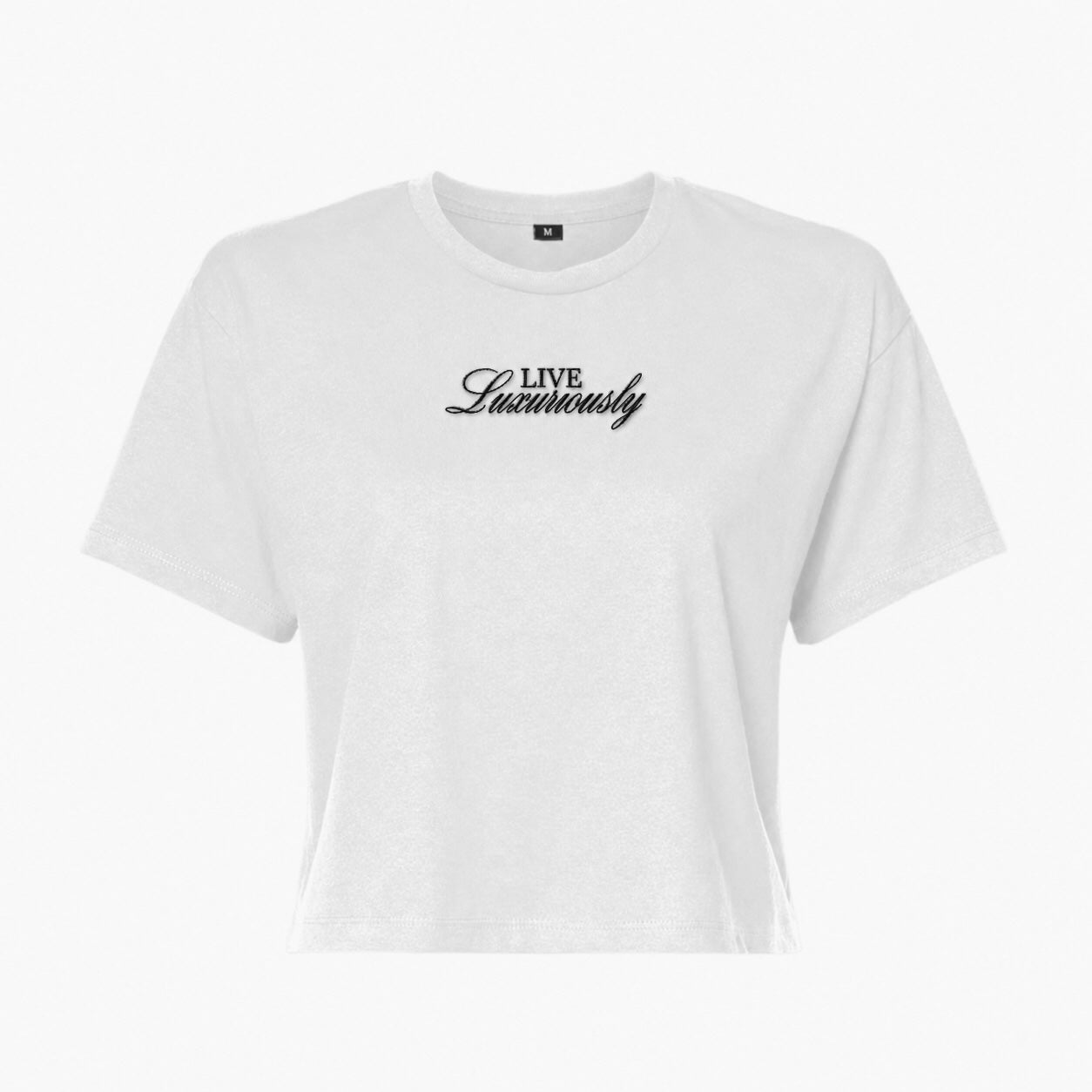 Live Luxuriously Cropped Baby Tee (White)