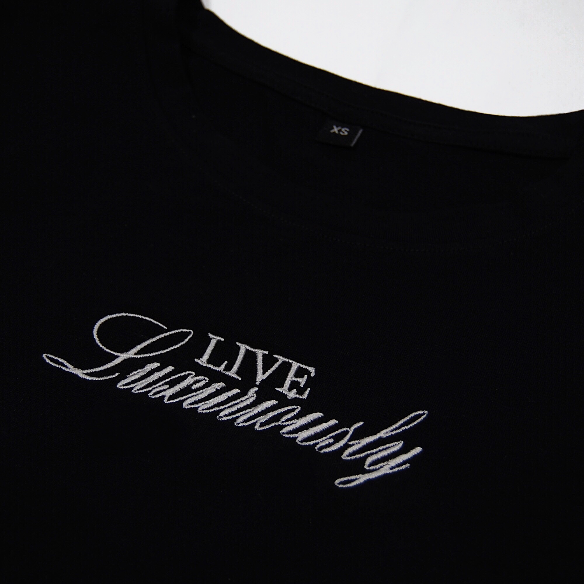 Live Luxuriously Cropped Baby Tee (Black)